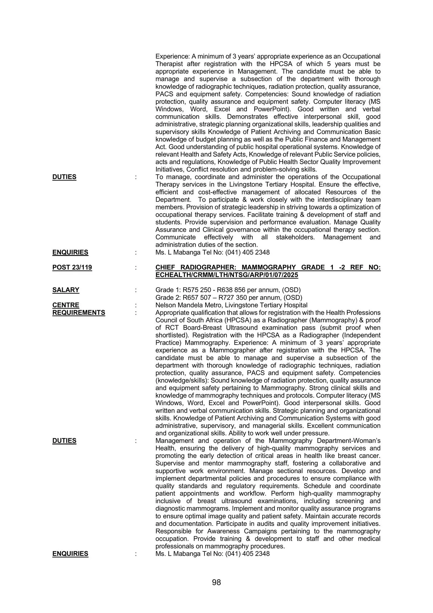 eastarn cape vacaieses dpsa circular