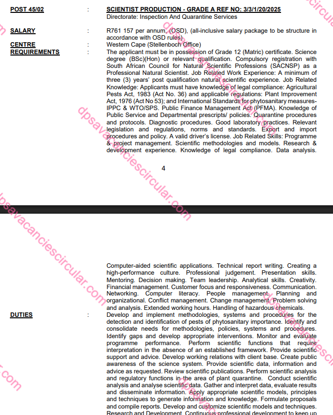 DPSA Assistant Director vacancies 2026